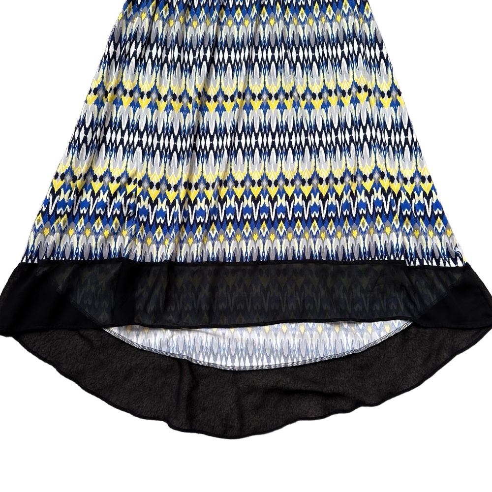 Boho High-Low Blue Yellow Geometric Print Sleeveless Casual Dress 2X Plus Size‎ - Picture 8 of 10